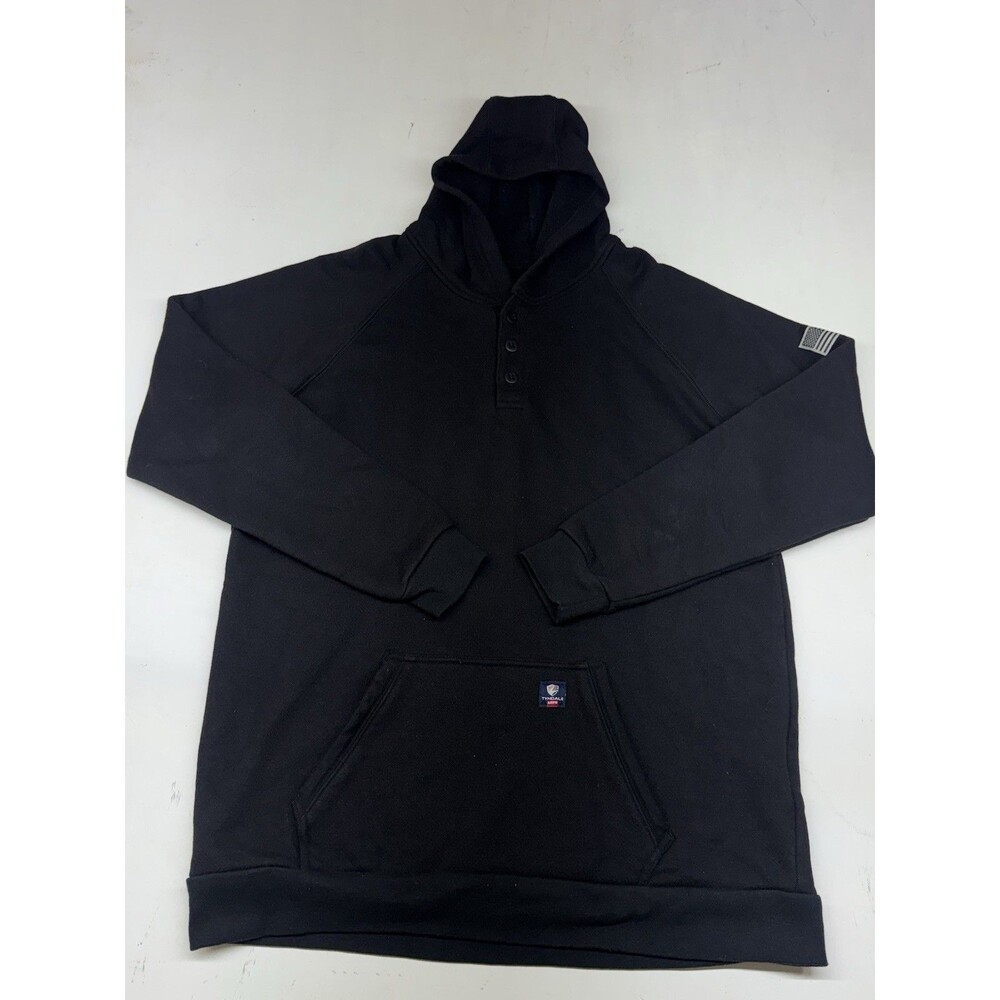 Tyndale Versa Black Hoodie Mens XL Long FR Henley Knit Work Pullover Sweatshirt